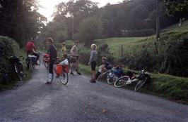 The leading group at the junction near Branas Lodge, Llandrillo, 7 miles from the hostel